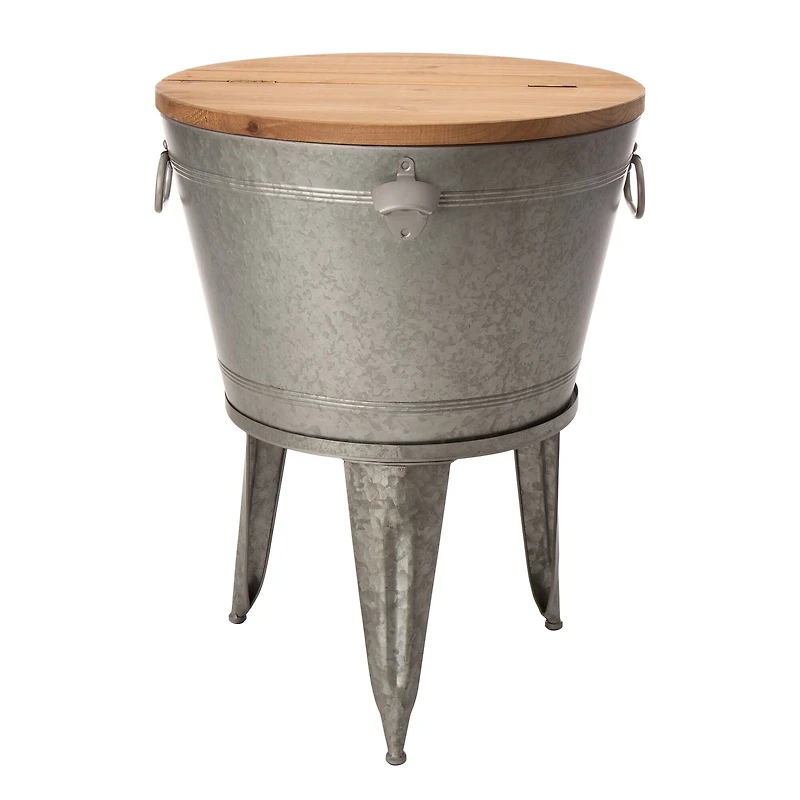 Glitzhome® 26" Galvanized Beverage Tub Accent Table