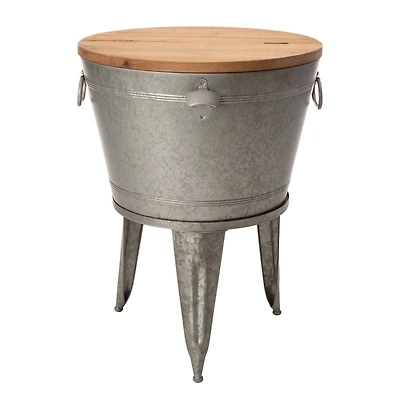 Glitzhome® 26" Galvanized Beverage Tub Accent Table