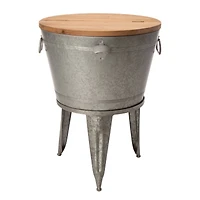 Glitzhome® 26" Galvanized Beverage Tub Accent Table