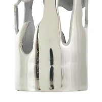 31" Silver Aluminum Drip Vase with Melting Designed Body