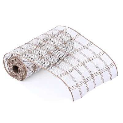 10" x 19ft. Natural & White Window Poly Burlap Mesh by Celebrate It™