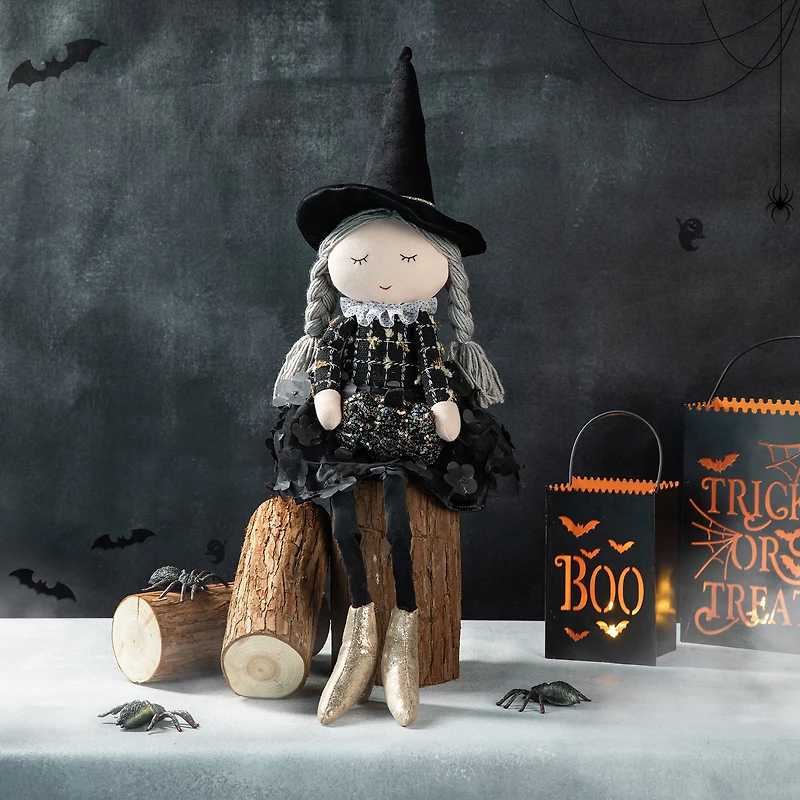 Glitzhome® 29" Halloween Fabric Dressed Witch Sitter