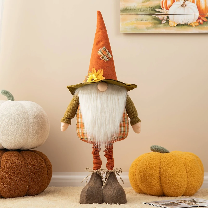 Glitzhome® Telescoped Fabric Fall Gnome Standing Décor