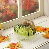 Glitzhome® Short Crackle Glass Pumpkin, Green