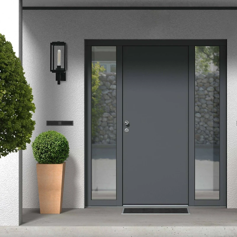 Hello Honey® Robert Stevenson Lighting Addison 17" Textured Black Metal & Glass Outdoor Light