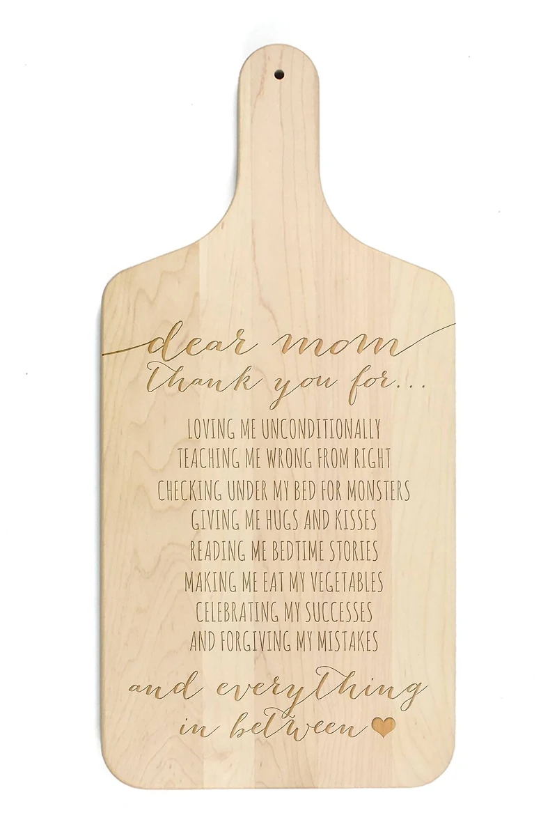 17" Thank You Mom Maple Paddle Cutting Board