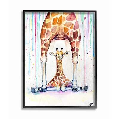 Stupell Industries Colorful & Cute Watercolor Giraffes Framed Wall Art