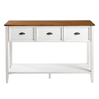 Walker Edison 52" Reclaimed Barnwood & White 3-Drawer Buffet Table