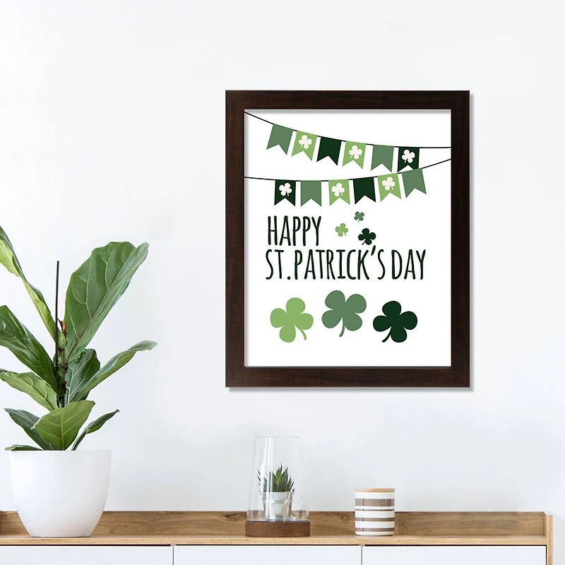 Happy St Pats Banner 11" x 14" Black Framed Print Under Plexiglass