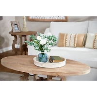 Set of 2" Cream Wood Boho Style Tray, 20", 16"