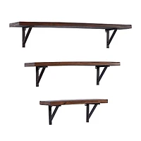 Brown Wood Industrial Wall Shelf Set