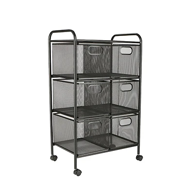 Mind Reader Black 6-Drawer Metal Rolling File Cart
