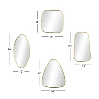 CosmoLiving by Cosmopolitan Set of 4 Gold Wood Glam Wall Mirror, 24", 21", 20"