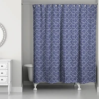 Navy Medallion Pattern 71" x 74" Shower Curtain
