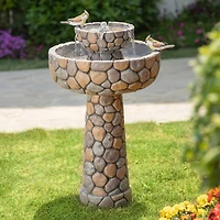 Glitzhome® 2ft. 2-Tier Stone-Like Outdoor Birdbath Fountain