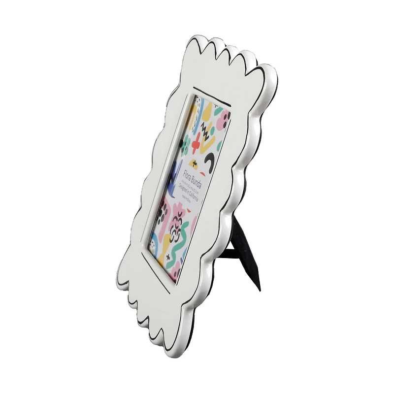 Flora Bunda® 4" x 6" Sand White Wavey with Sideline Ceramic Frame