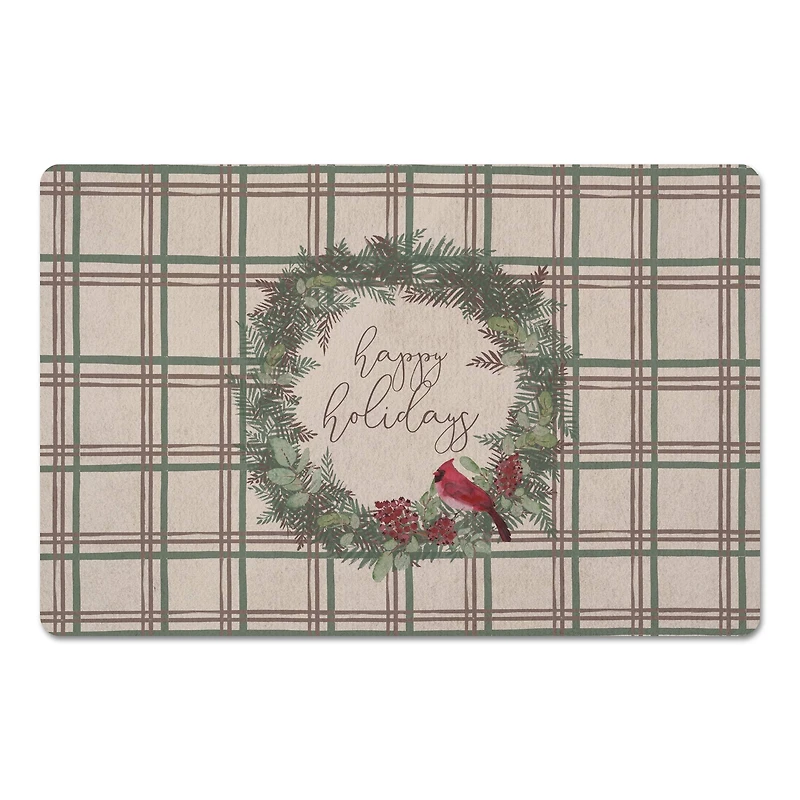 Happy Holidays Plaid Floor Mat