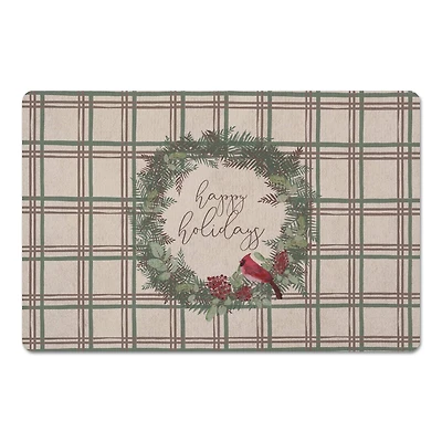 Happy Holidays Plaid Floor Mat