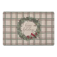 Happy Holidays Plaid Floor Mat