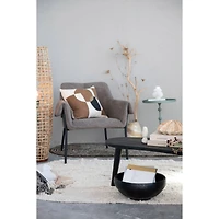 Hello Honey® Beige Modern Oval Cotton Tufted Rug With Woven Line Design, 71" x 47"