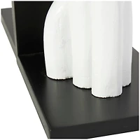 7" White MDF Abstract Layered Arched Bookends with Black Stands Set