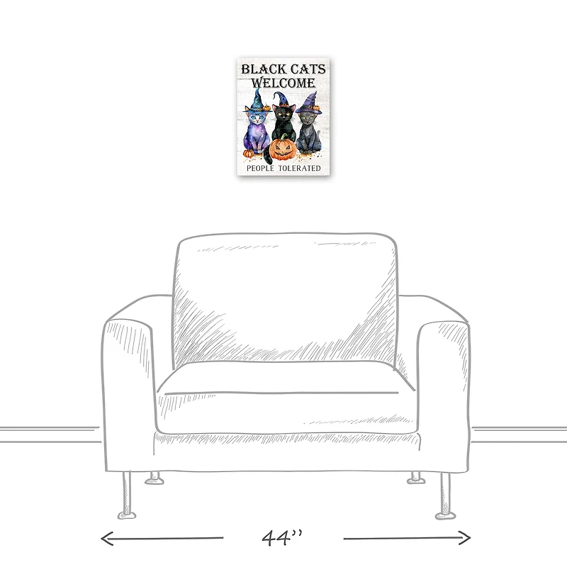 Black Cats Welcome 16" x 20" Canvas Wall Art