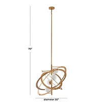 Gold Metal 4 Light Chandelier with Suspension Rod 30" x 30" x 70"