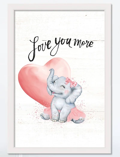 Love You More 20" x 30" White Framed Print Under Plexiglass