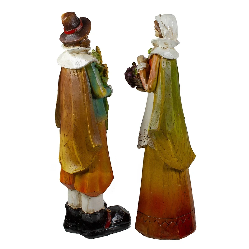 Male & Female Pilgrim Wooden Thanksgiving Figurine Set