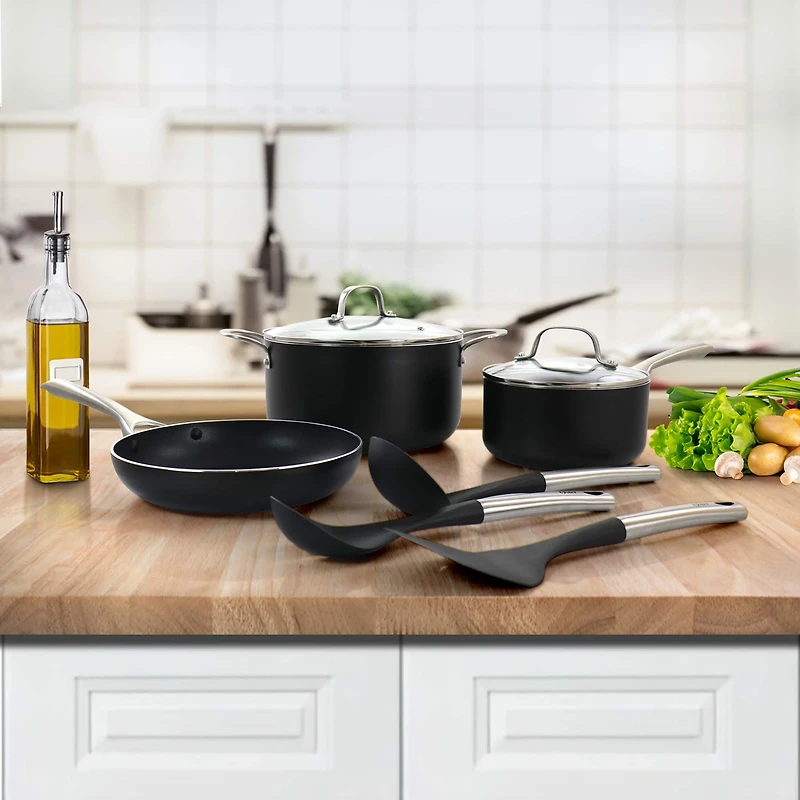 Oster Palladium 8-Piece Black Aluminum Cookware Set