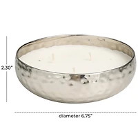 20oz. White Sage Scented White 3 Wick Candle in Hammered Silver Bowl