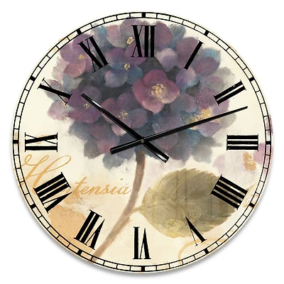 Designart Abundant Hydrangea Flower I Farmhouse Wall Clock
