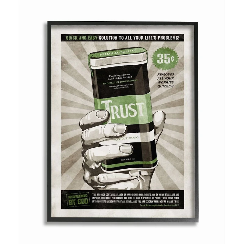 Stupell Industries Extra Strong Trust Wall Art in Black Frame