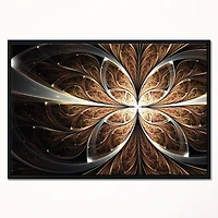Designart - Fractal Flower Brown Black Digital Art