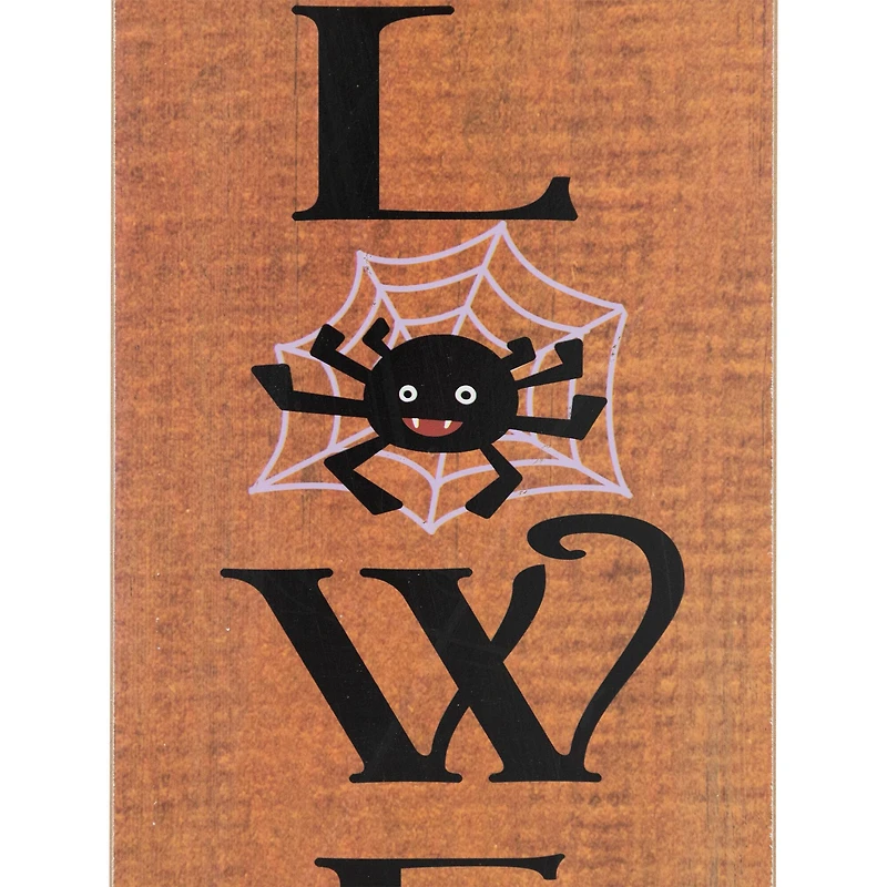 36" Orange Wood Happy Halloween with Spider Wall Sign