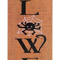 36" Orange Wood Happy Halloween with Spider Wall Sign