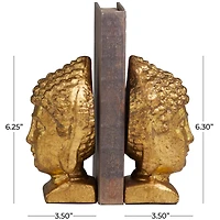 6" Gold Metal Buddha Bookends Set