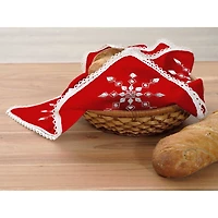 Leisure Arts® Snowflake Bread Basket Red Cloth Cover Stamped Embroidery Kit