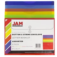 JAM Paper 9.75" x 13" Plastic Button & String Tie Closure Envelopes, 6ct.