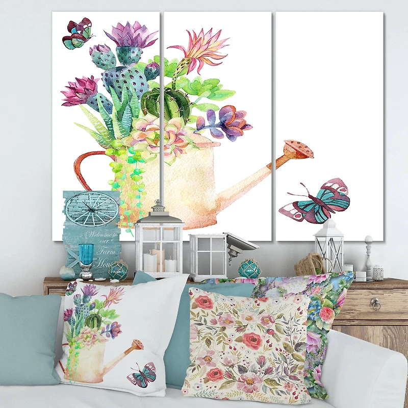Designart - Succulents In Old Watering Can