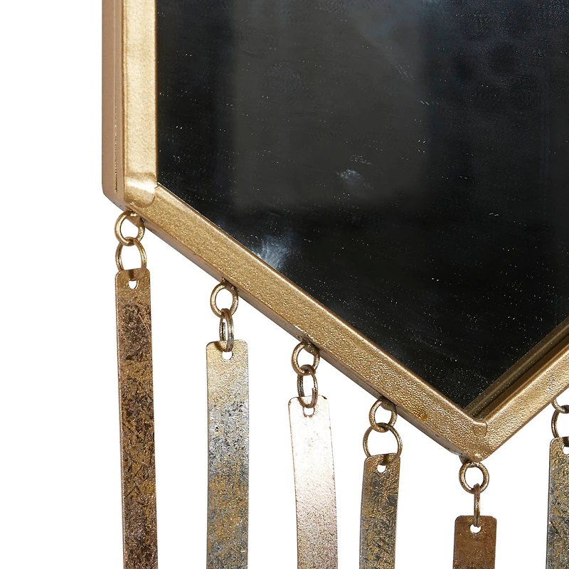 Set of 3 Gold Metal Farmhouse Wall Mirror, 9" x 27"