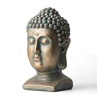 Glitzhome® 16" Faux Bronze Buddha Head Garden Statue
