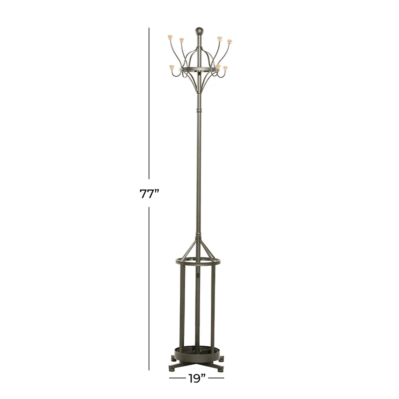 Black Metal Industrial Coat Rack, 19" x 77"