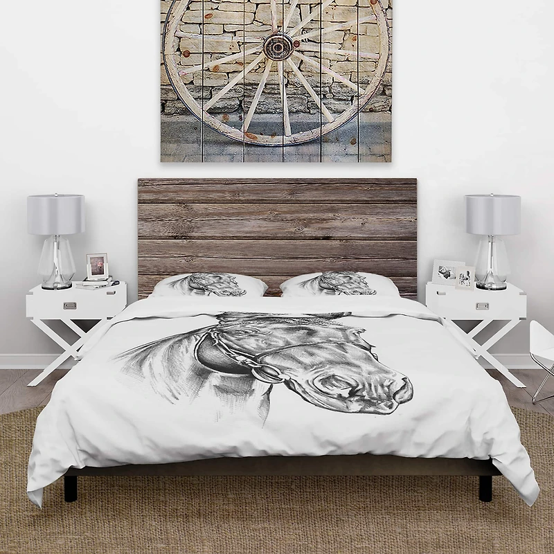 Designart 'Freehand Horse Head Pencil Drawing