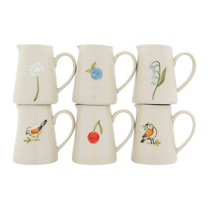 Hello Honey® White Stoneware Creamer with Hand-Painted & Embossed Birds Set