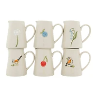 Hello Honey® White Stoneware Creamer with Hand-Painted & Embossed Birds Set