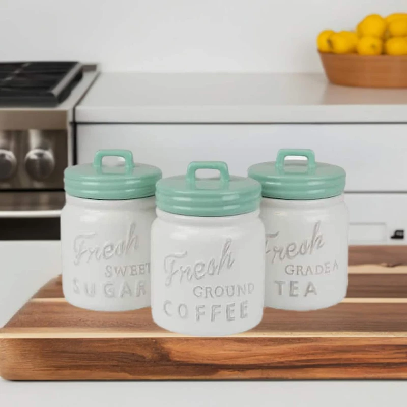 DII® 5.6" Aqua Ceramic Jar Canister Set, 3ct.
