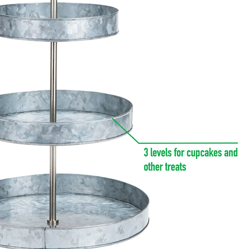 Mind Reader Silver Tiered Galvanized Steel Round Cupcake Tower