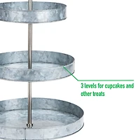 Mind Reader Silver Tiered Galvanized Steel Round Cupcake Tower