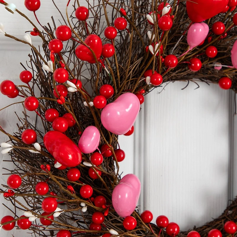 18in. Artificial Valentine's Day Heart & Berry Twig Wreath